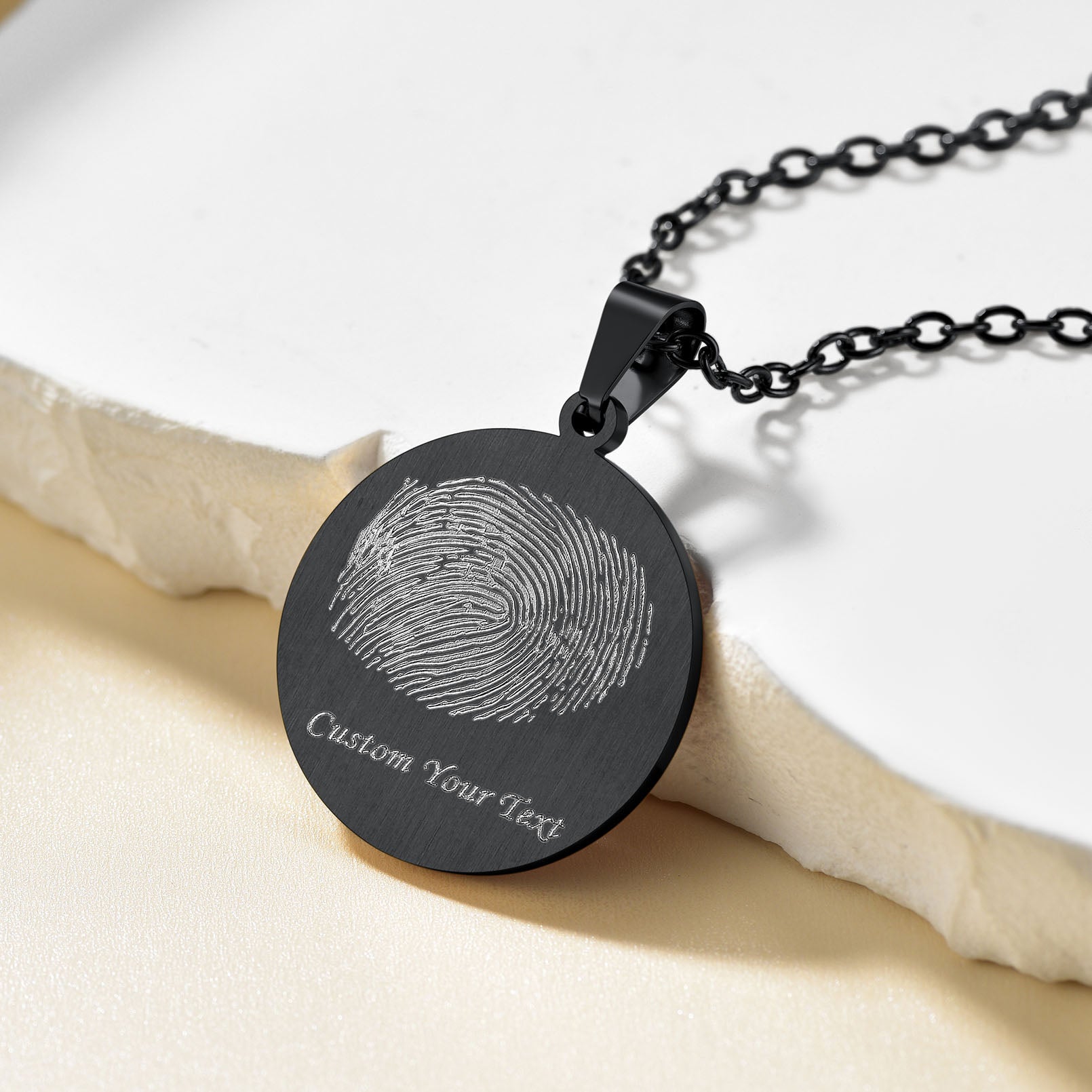 Customized Photo Fingerprint Round Pendant Necklace FaithHeart Jewelry