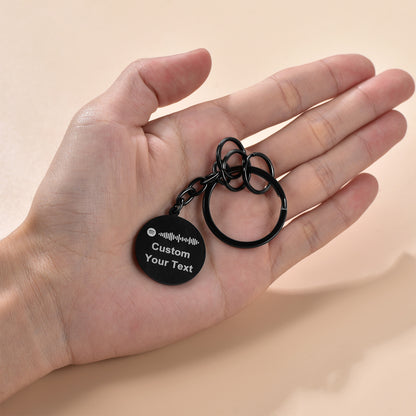 Customized Text Scannable Spotify Code Round Pendant Keychain With Picture FaithHeart Jewelry