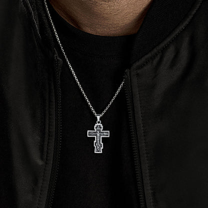 Christian Russian Orthodox Cross Pendant Necklace For Men