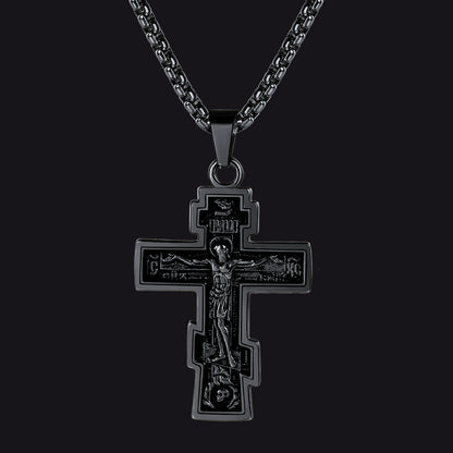 Christian Russian Orthodox Cross Pendant Necklace For Men