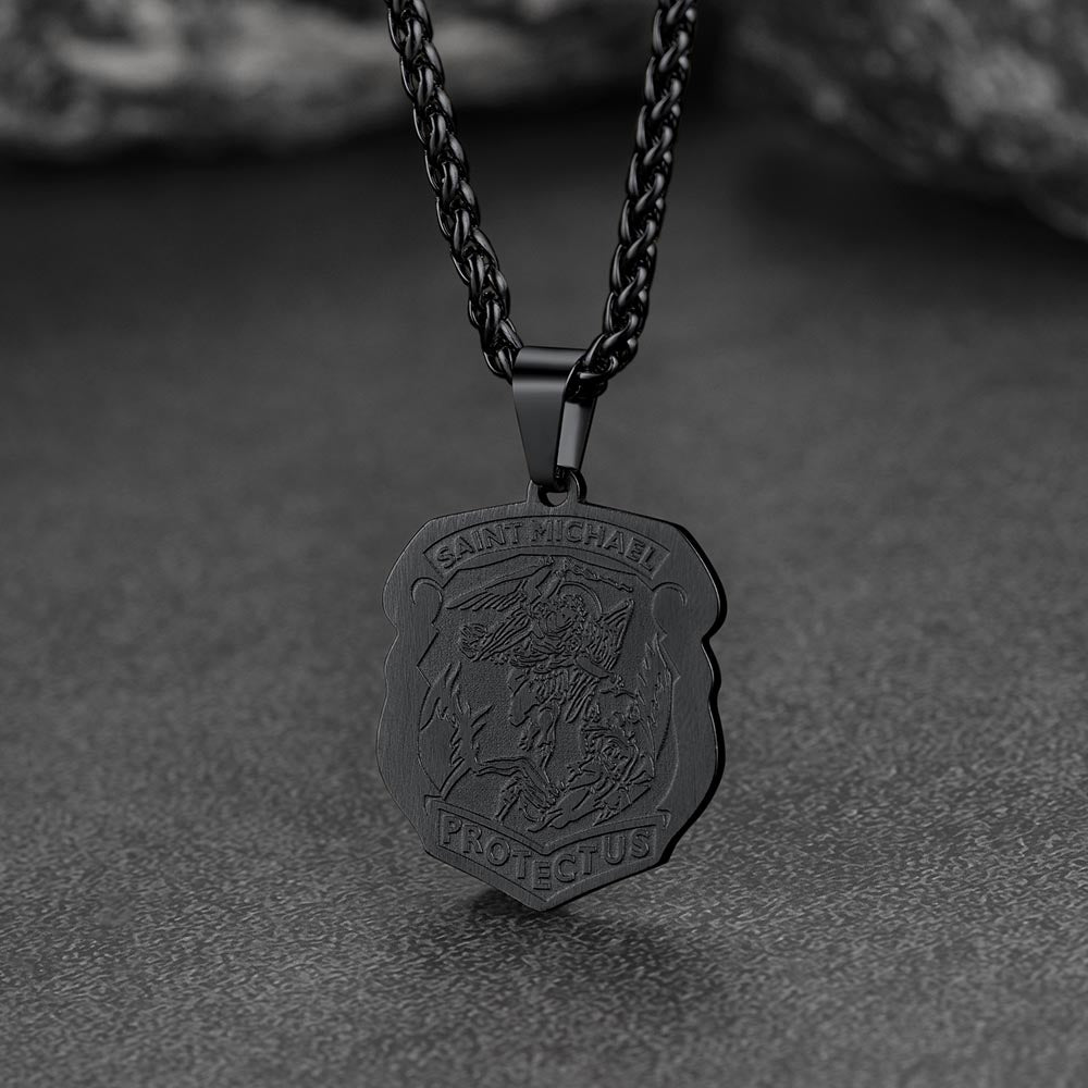 FaithHeart Archangel St. Michael Necklace Medal Shield Pendant for Men FaithHeart