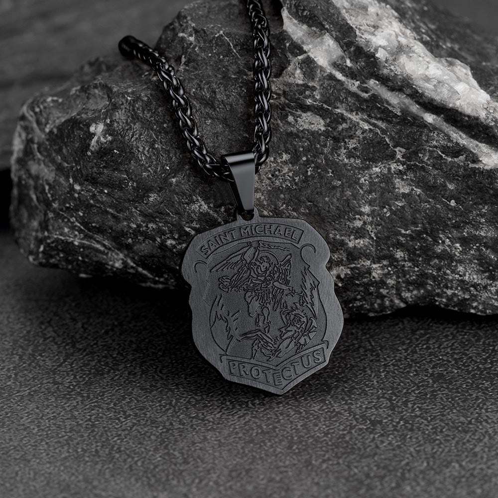 FaithHeart Archangel St. Michael Necklace Medal Shield Pendant for Men FaithHeart