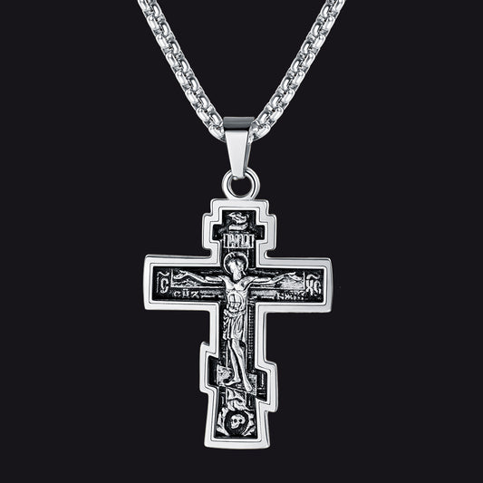 Christian Russian Orthodox Cross Pendant Necklace For Menimg