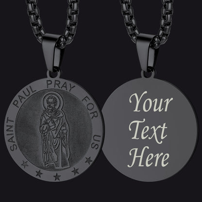 FaithHeart St Paul Round Necklace Custom Catholic Saints Medal Jewelry FaithHeart