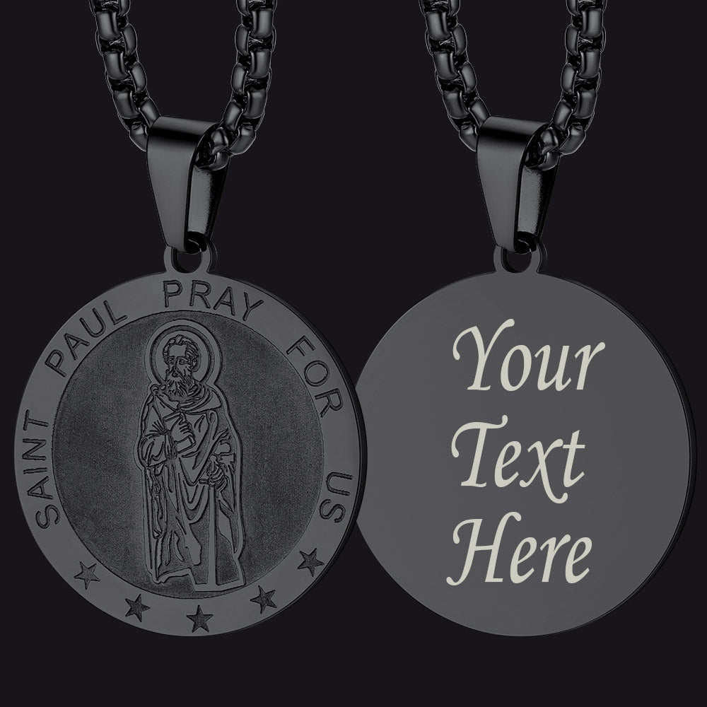 FaithHeart Médaille Saint Joseph Homme Femme - Pendentif Rond Acier Inoxydable Collier Religieux Saints Patrons Chrétien Catholique