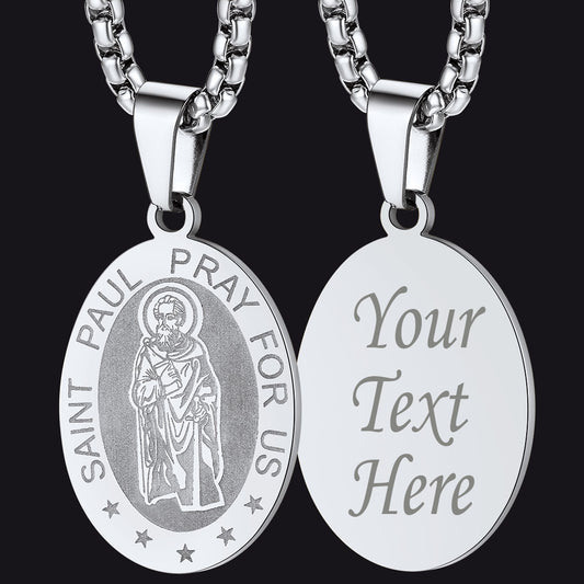 FaithHeart St Saint Paul Necklace Engraved Patron Saints Medal Jewelry FaithHeart