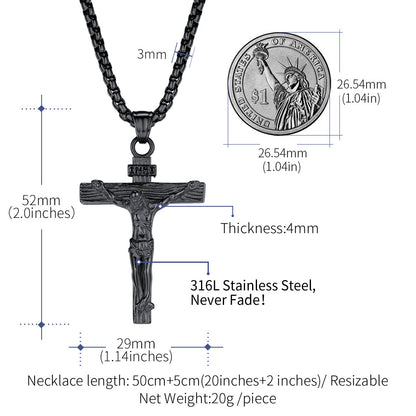 Catholic Crucifix Cross Necklace Jesus Pendant For Men Women