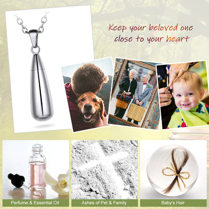 Tear Drop Urn Necklace, Cremation Jewelry for Ashes