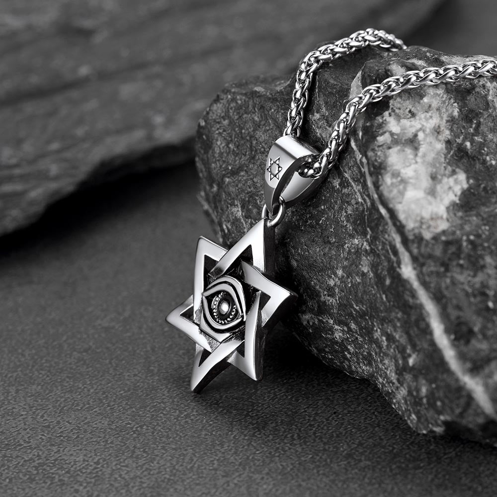 FaithHeart Star of David Necklace Pendant with Eye of God FaithHeart