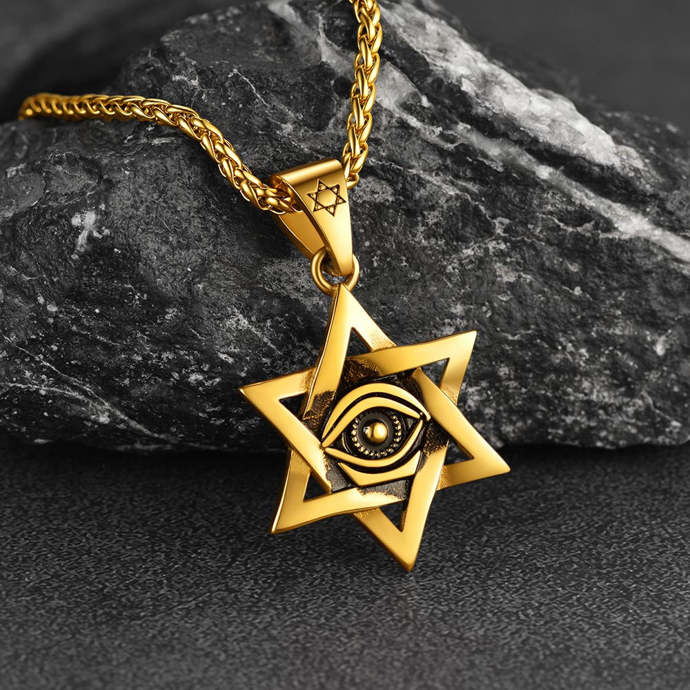 FaithHeart Star of David Necklace Pendant with Eye of God FaithHeart