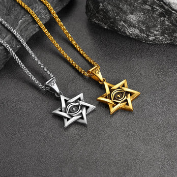 FaithHeart Star of David Necklace Pendant with Eye of God FaithHeart