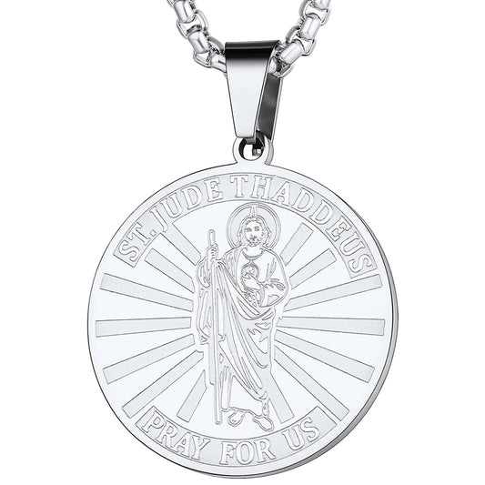 FaithHeart Saint Jude Medal Necklace Stainless Steel Religious Jewelry FaithHeart