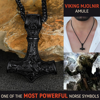 Norse Viking Thor's Hammer Necklace Mjolnir Pendant for Men