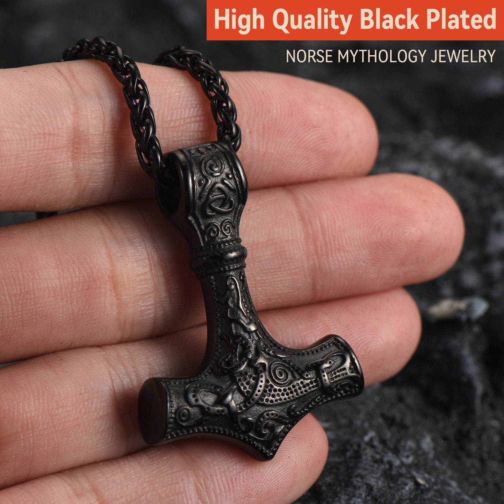 Norse Viking Thor's Hammer Necklace Mjolnir Pendant for Men