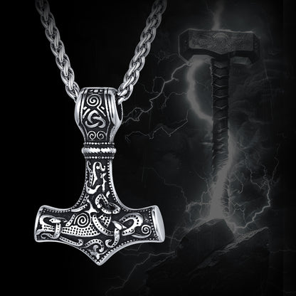 Norse Viking Thor's Hammer Necklace Mjolnir Pendant for Men