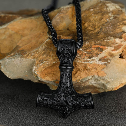 Norse Viking Thor's Hammer Necklace Mjolnir Pendant for Men