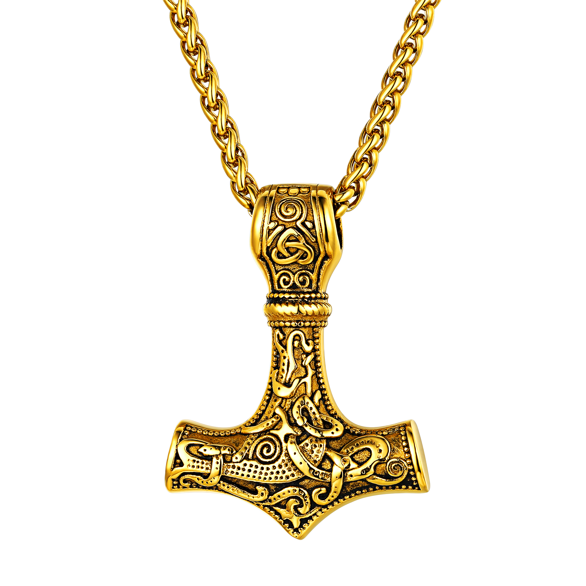 Norse Viking Thor's Hammer Necklace Mjolnir Pendant for Men