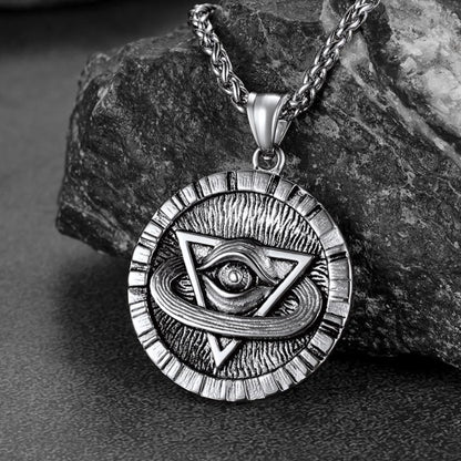 FaithHeart Triangle All-Seeing Eye Necklace Providence Pendant For Men FaithHeart