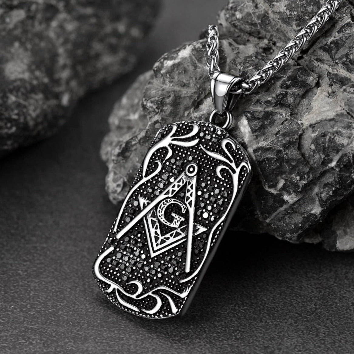 FaithHeart Freemason Pendant Necklace Stainless Steel Masonic Jewelry FaithHeart