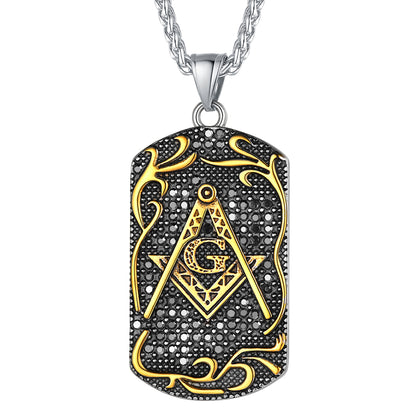 FaithHeart Engraved Masonic Freemason Dog Tags Necklace for Men FaithHeart