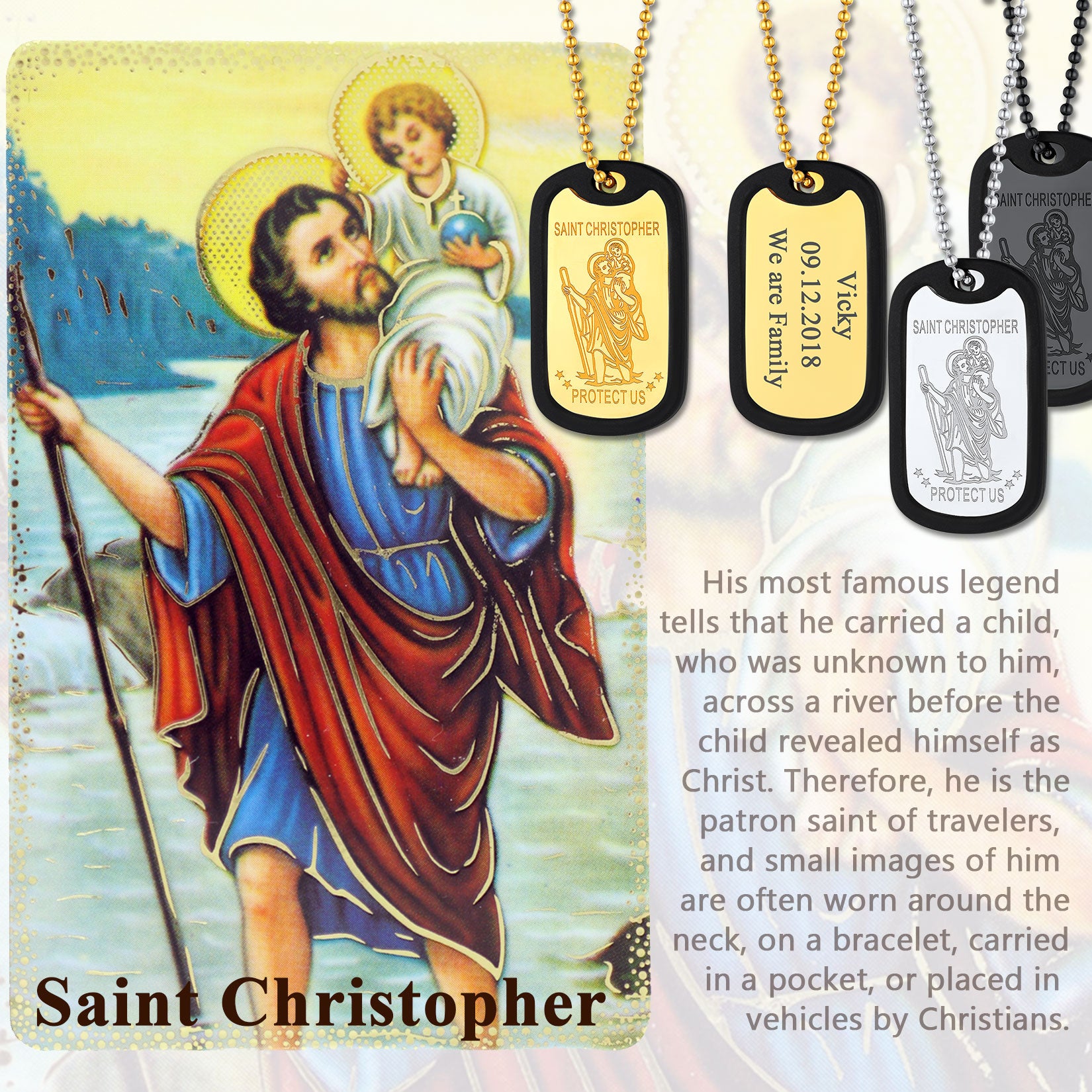 Personalised Saint Christopher Necklace For Men