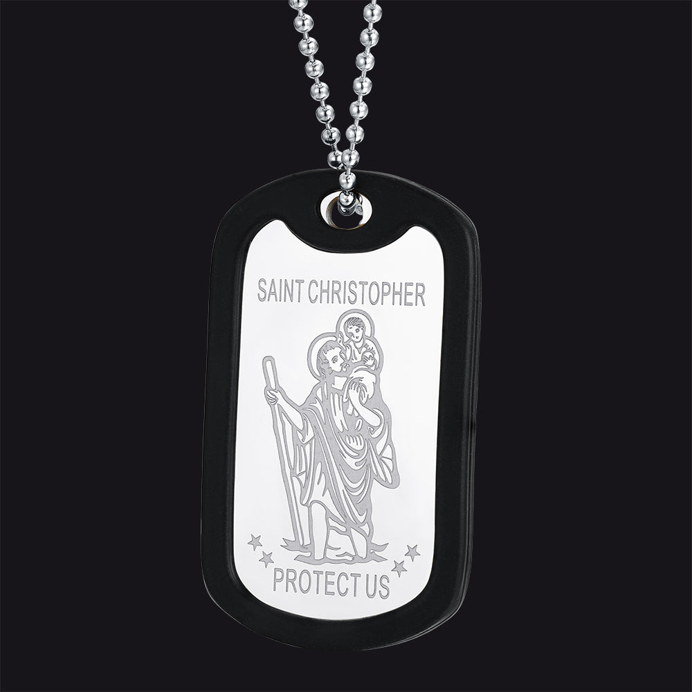 Custom Engraved Saint Christopher Dog Tag Necklace