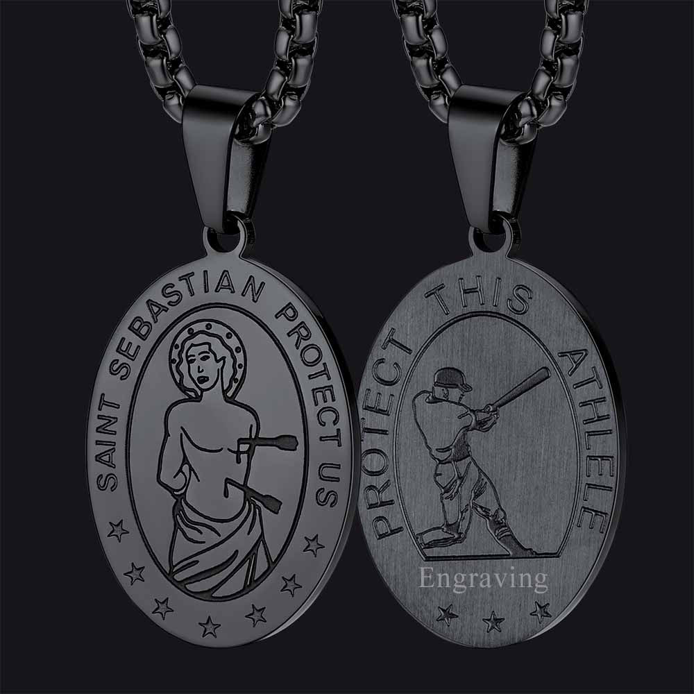 FaithHeart St Sebastian Necklace Engraved Necklace For Protection FaithHeart
