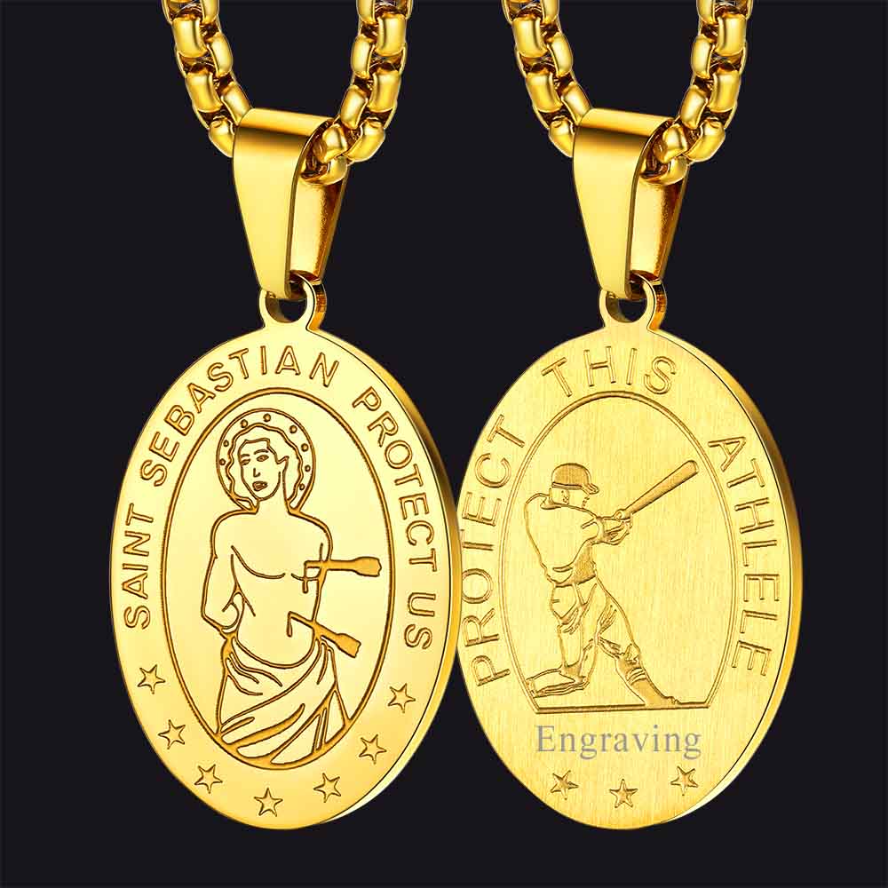 FaithHeart St Sebastian Necklace Engraved Necklace For Protection FaithHeart