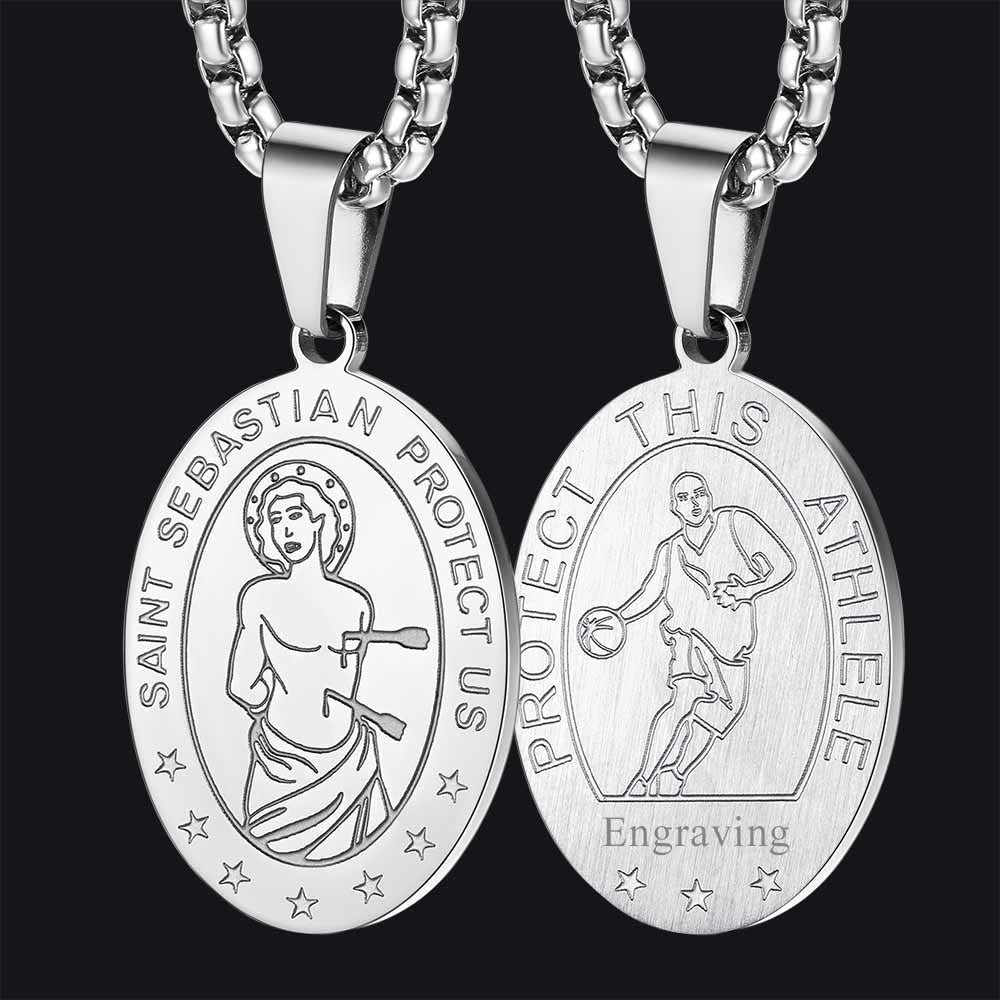 St Sebastian Basketball Medal Necklace