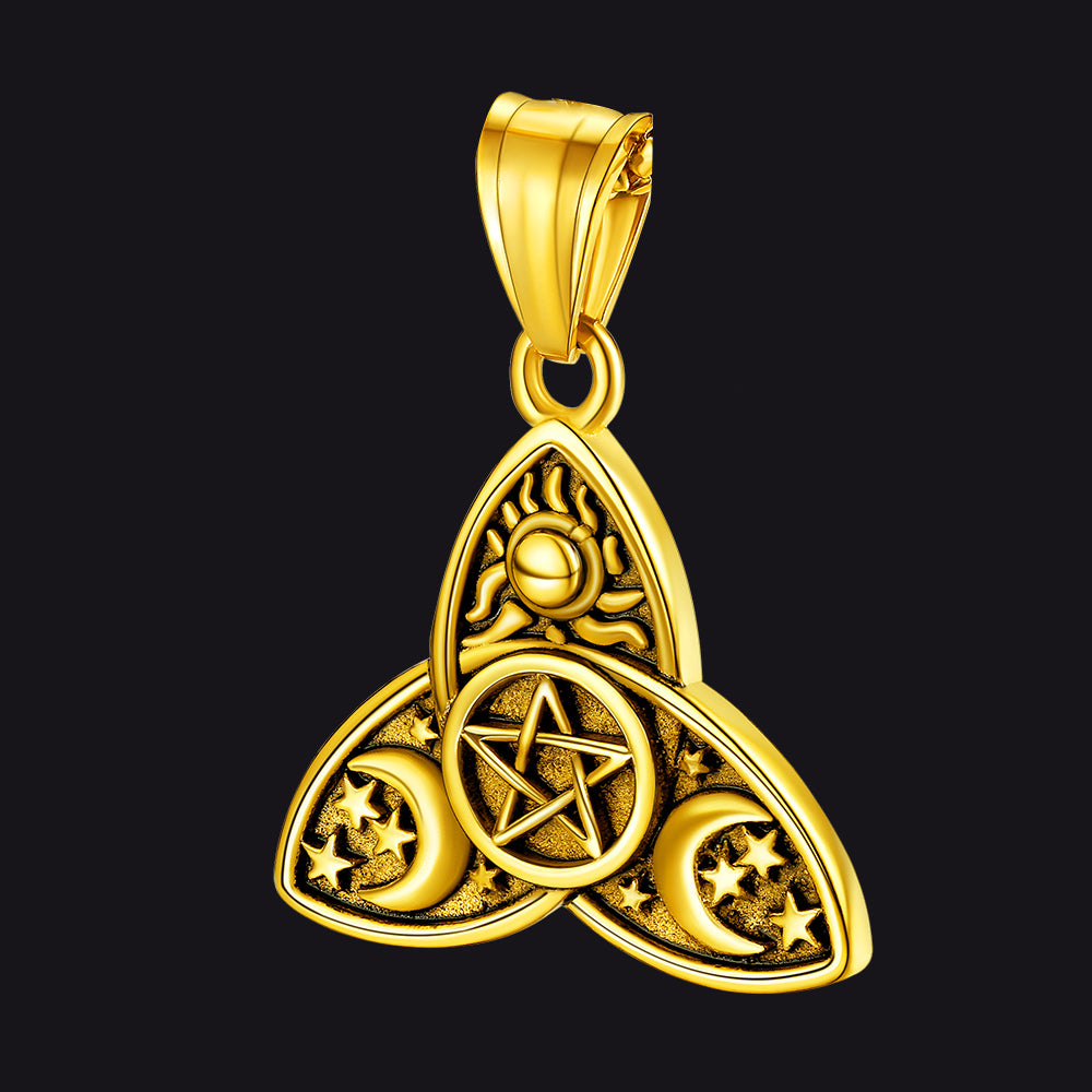 Triple Moon Pentagram Pendant FaithHeart Jewelry