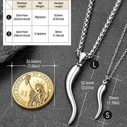 Italian Horn Necklace Cornicello Pendant for Men Women