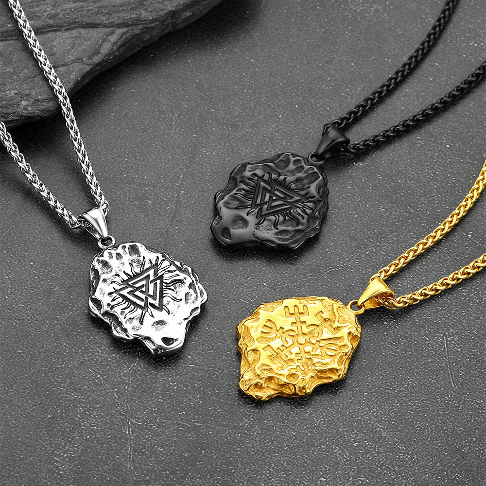 Viking Compass Pendant Necklace for Men - Vegvisir Necklace
