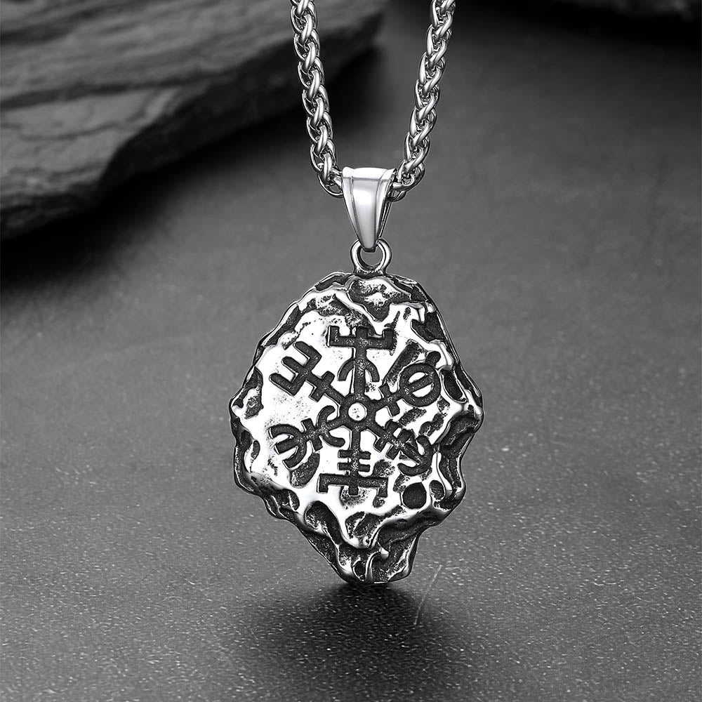 Men's Viking Vegvisir Necklace - Stainless Steel Pendant