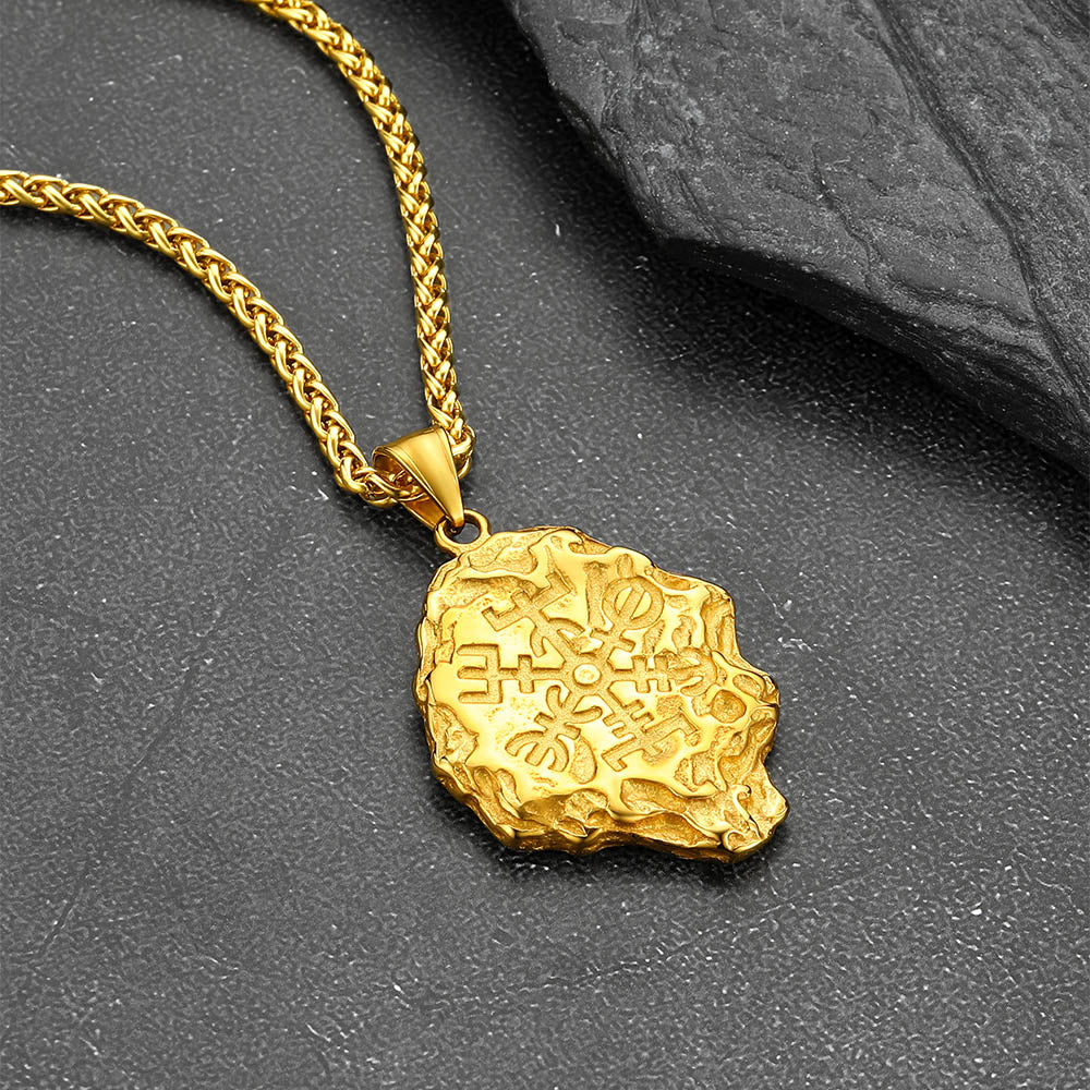 Golden Viking Vegvisir Pendant Necklace