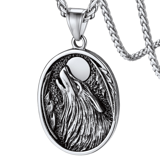 FaithHeart Norse Viking Wolf For Unisex Stainless Steel Pendant Necklace FaithHeart Jewelry