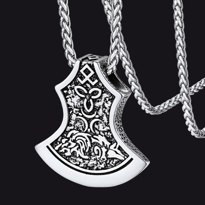 Battle Axe Viking Pendant Compass  Necklace For Men