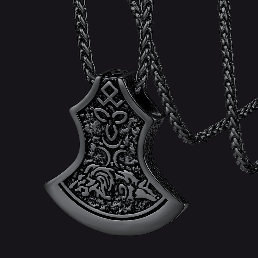 Battle Axe Viking Pendant Compass  Necklace For Men