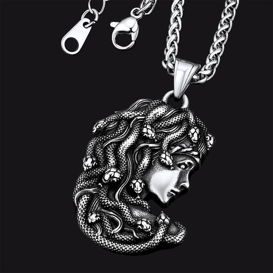 FaithHeart Medusa Gothic Pendant Necklace Stainless SteelGreek Mythology Jewelry FaithHeart