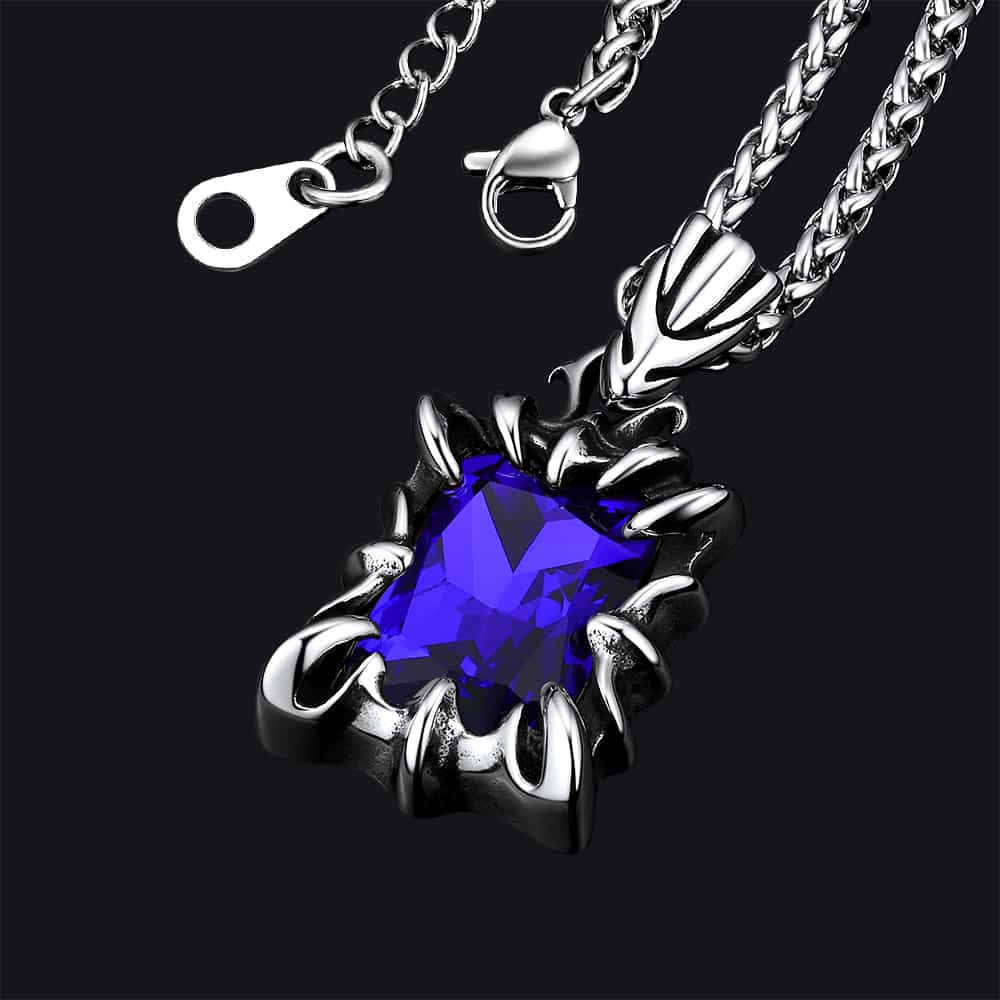 FaithHeart Gothic Crystal Ruby Dragon Claw Necklace for Men FaithHeart