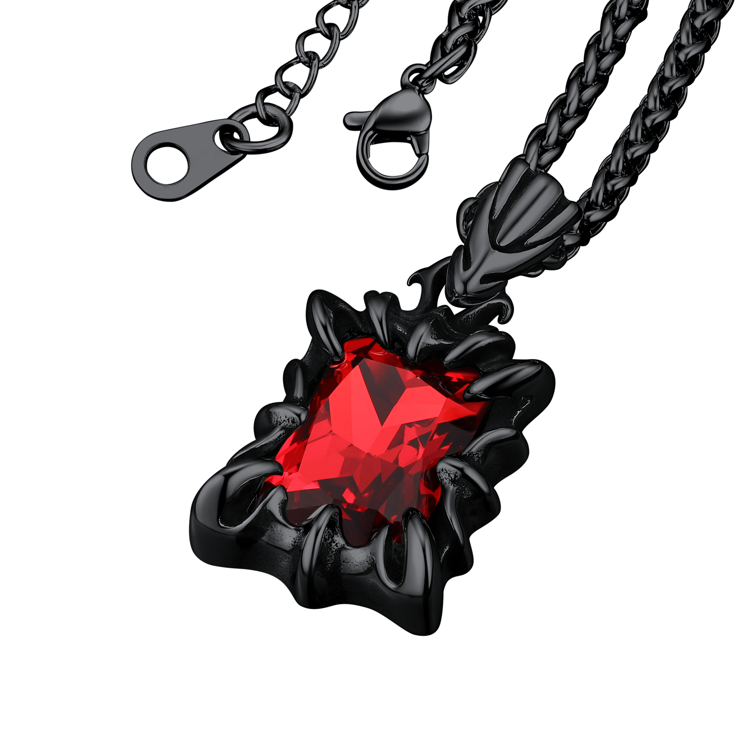 FaithHeart Gothic Crystal Ruby Dragon Claw Necklace for Men FaithHeart