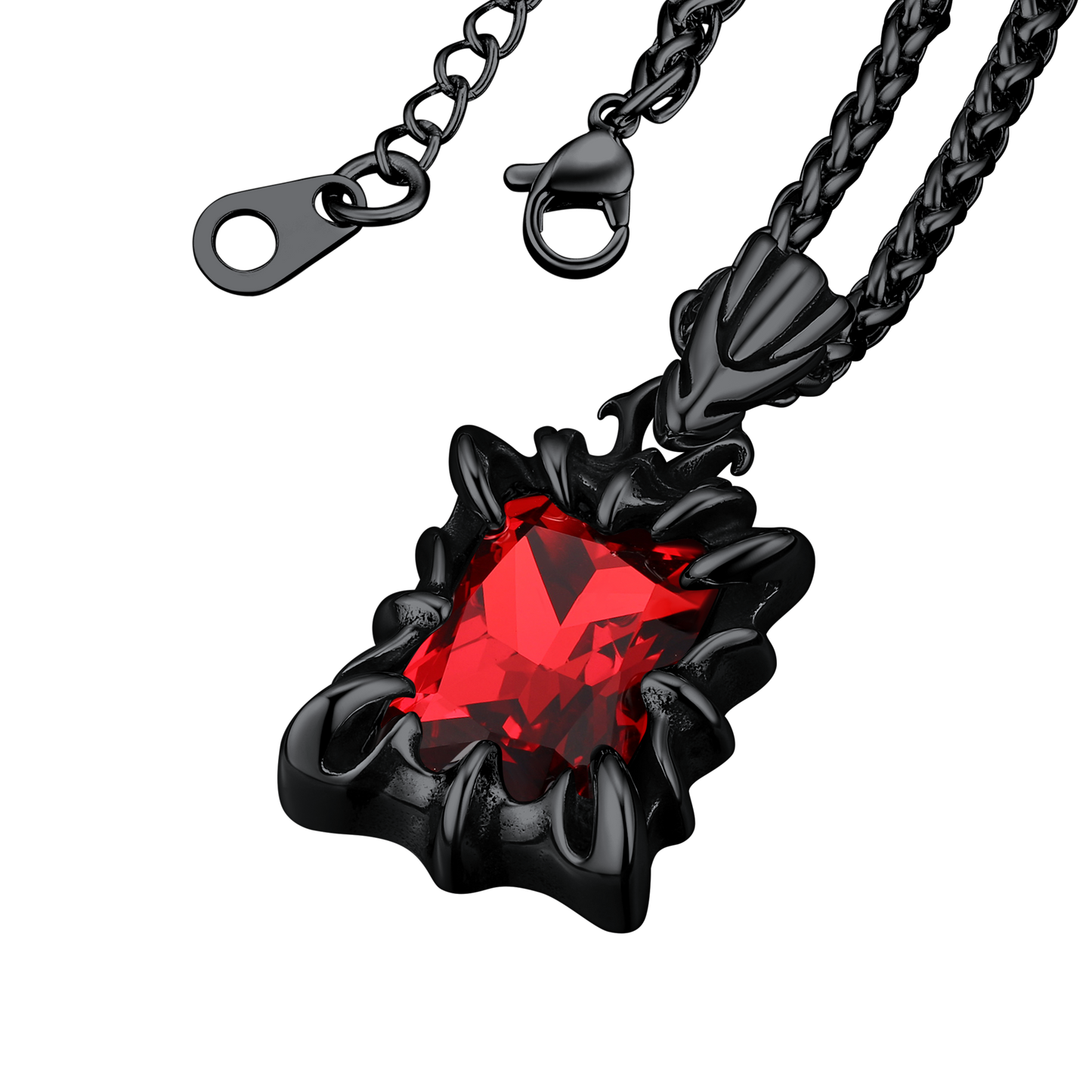 FaithHeart Gothic Crystal Ruby Dragon Claw Necklace for Men FaithHeart