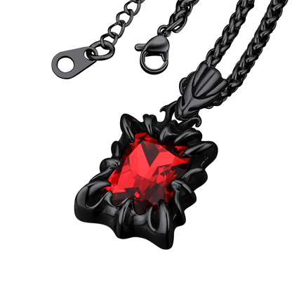 FaithHeart Gothic Crystal Ruby Dragon Claw Necklace for Men FaithHeart