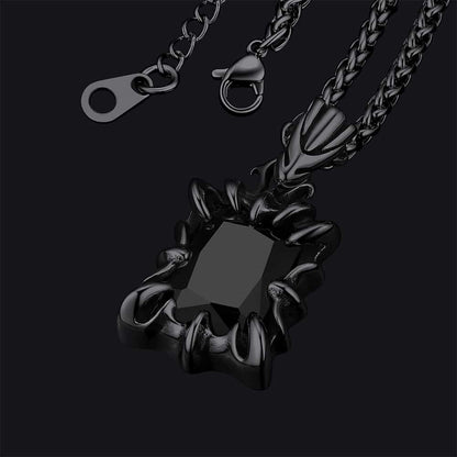 FaithHeart Gothic Crystal Ruby Dragon Claw Necklace for Men FaithHeart