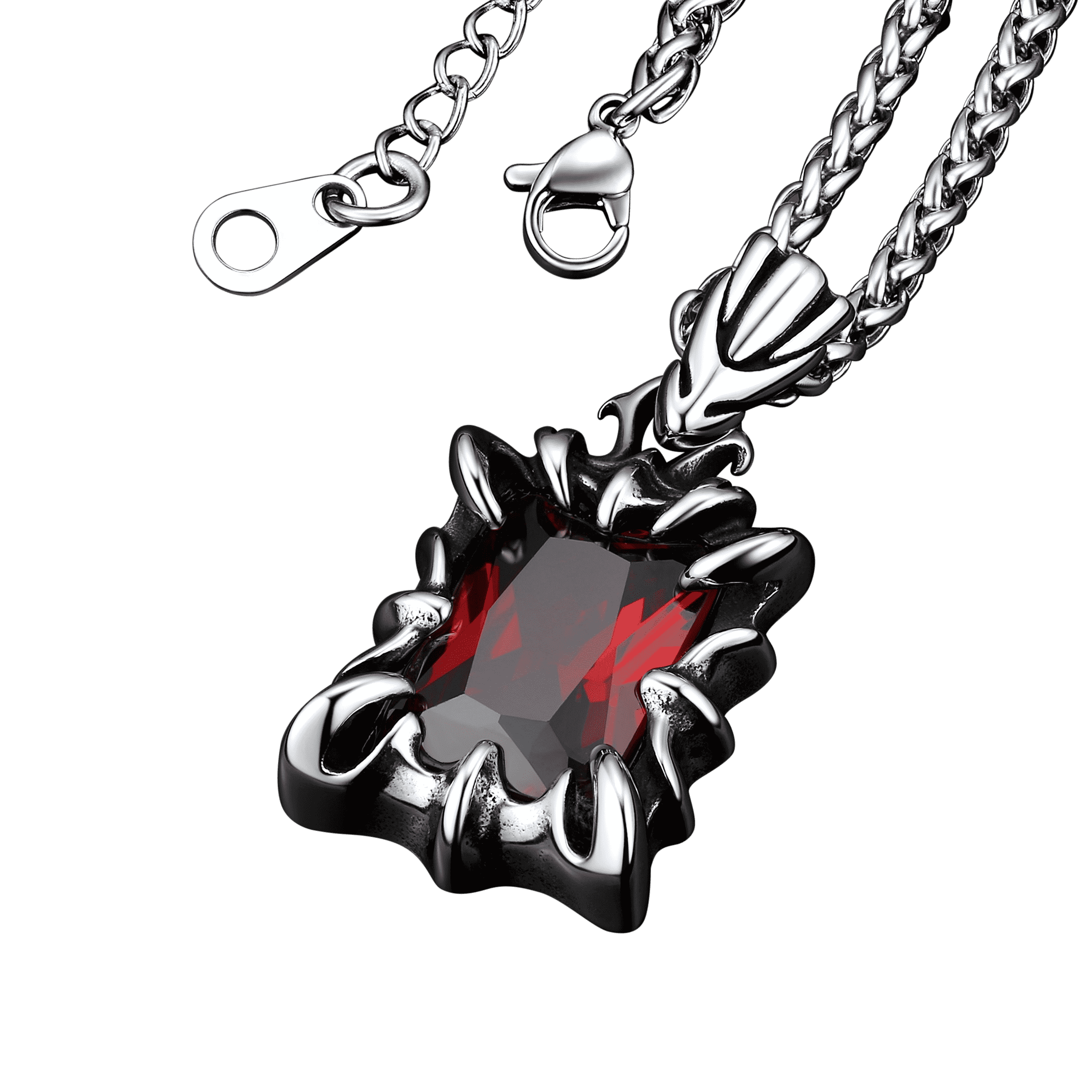 FaithHeart Gothic Crystal Ruby Dragon Claw Necklace for Men FaithHeart