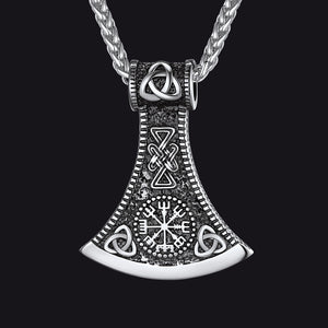 FaithHeart Viking Axe Pendant Necklace With Compass For Men FaithHeart