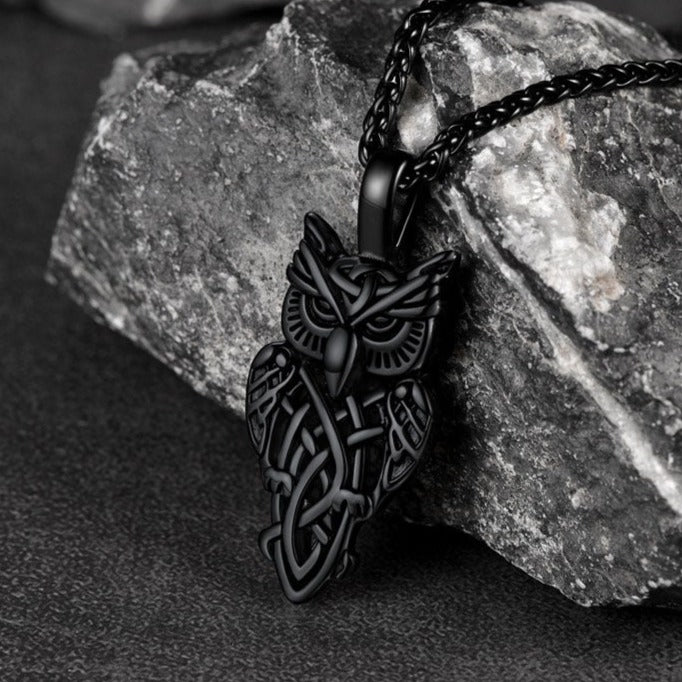 FaithHeart Celtic Knot Owl Pendant Necklace Stainless Steel FaithHeart