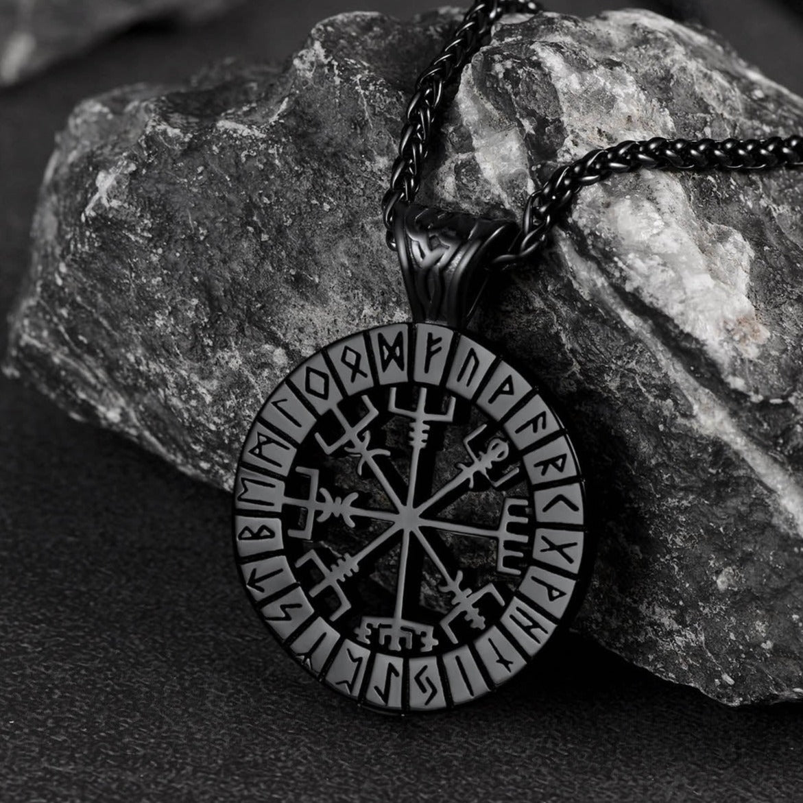 FaithHeart Viking Runes Vegvisir Necklace Pendant For Men FaithHeart