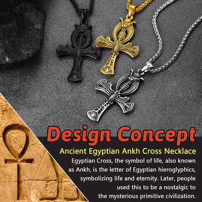 Flash Sale Egyptian Ankh Cross Necklace with Eagle For Men