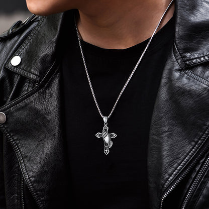 Flash Sale Christian Praying Hands Cross Necklace For Men