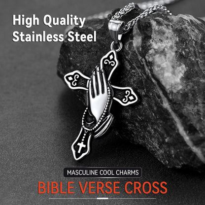 Flash Sale Christian Praying Hands Cross Necklace For Men